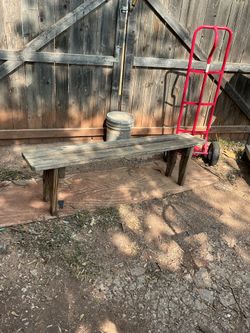 Rustic Wooden Bench it’s 16 inches tall and 5 feet wide