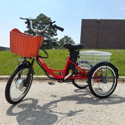 ELECTRIC FOLDING TRIKE WITH PEDAL & THROTTLE ASSIST •SPEED UP TO 15 MPH •CARGO & FRONT BASKET *BRAND NEW*
