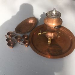 Large Antique Jos. Heinrich’s Paris-New York pure copper 11 piece Tea set