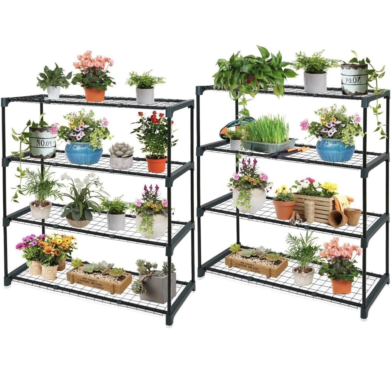 Greenhouse Shelving Staging Double 4 Tier, Outdoor/Indoor Plant Shelves*READ*