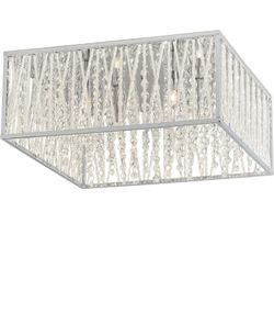 Home Decorators Collection Saynsberry 16 in. 4-Light Chrome Rectangeler Flush Mount with Glass Beads