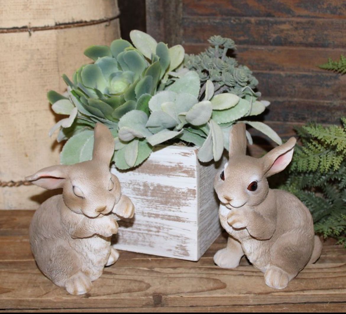 NEW French Country Farmhouse Cottage Bunny Rabbits & Summer Greenery ...