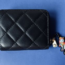 Black Quilted faux leather wallet With keychain charm Sally from The Nightmare Before Christmas.