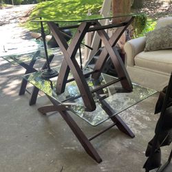 Modern Glass Top Coffee Table And Two End Tables