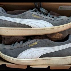 Men's 6.5 Puma Suede Grey and White