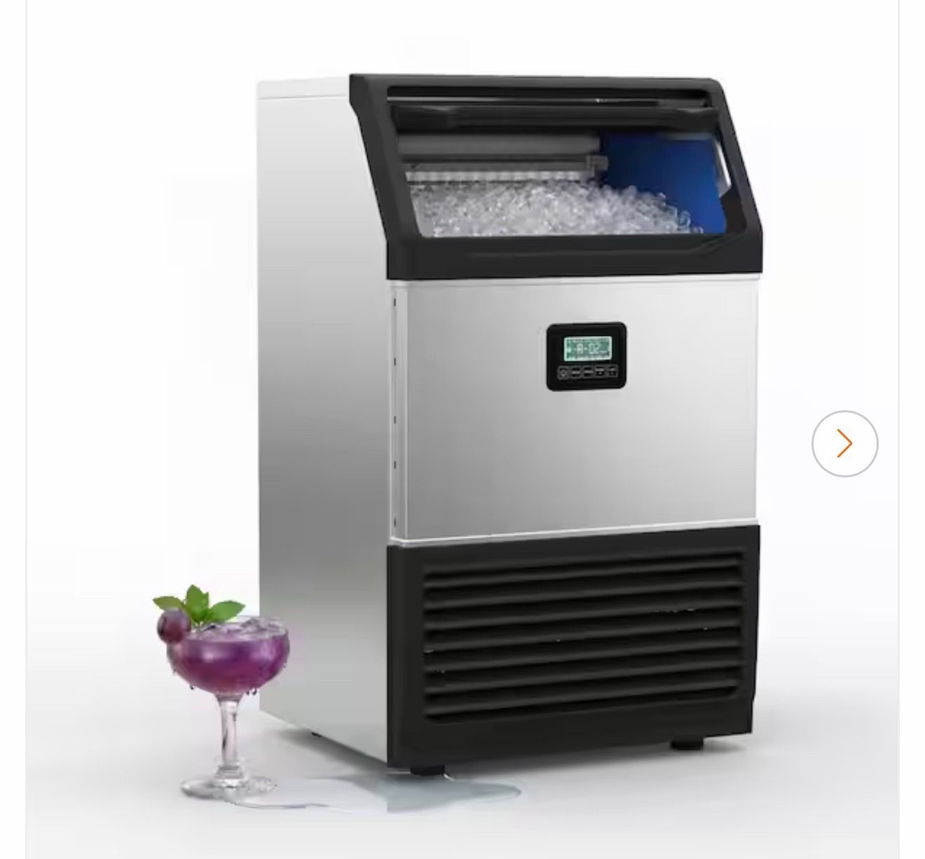 24.41 in. 550 lbs. Commercial Freestanding Ice Maker 34 in. Stainless Steel with LCD Panel Auto Clean, Full Size Cubes