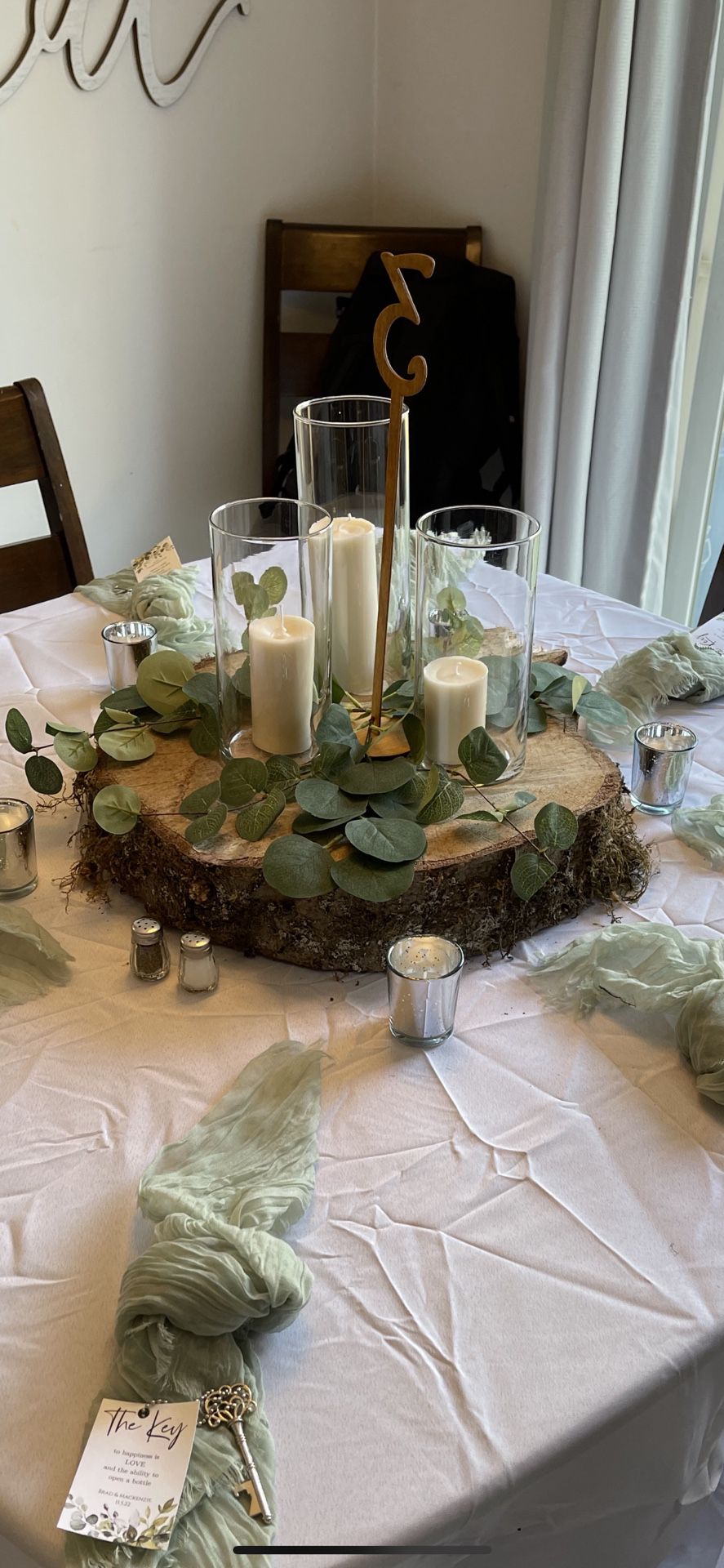 Fake Eucalyptus Used For Wedding Table Centerpieces