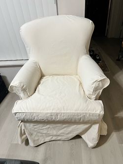 White Slipcovered Wingback Armchair Bombay Company