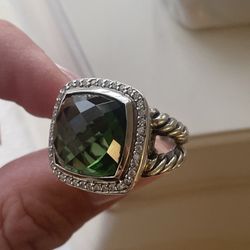 David Yurman Albion Dark green Prasiolite Ring 6.5 New 