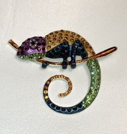 Lizard Chameleon Brooch 2 1/2” X 3”
