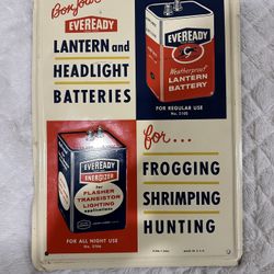 Vintage 1950’s Stout Sign Co. Eveready Batteries Tin Signs