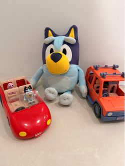 Bluey Toy Lot With Talking Plush, Cars & Figures