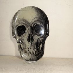 Halloween Glass Skull Head Platter By Primo Brand New