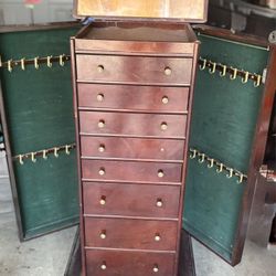 Classic Wooden Jewelry Armoire – Vintage Charm, Ready to Refinish