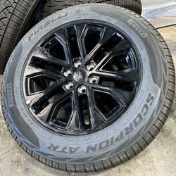 20” NEW BLACK 2025 Ford F150 wheels Pirelli ATR 275/60r20 tires 100% SENSORS