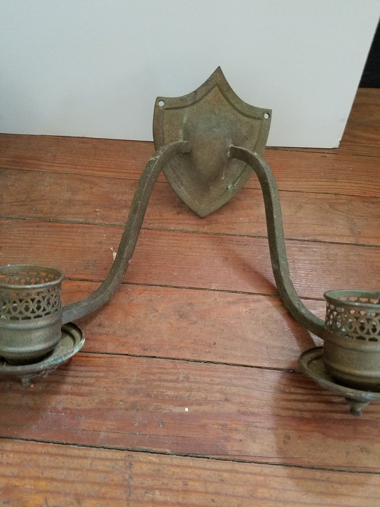 Antique brass candelabras