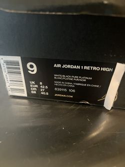 AIR JORDAN 1 RETRO HIGH WHITE/BLACK-PURE PLATINUM