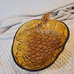 Vintage Table Decoration Large Amber Tinted Glass Holder 