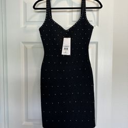  HERVE LEGER PARIS Gorgeous, Black Rhinestone, Stunning Cocktail Dress. New With Tags. Size Small