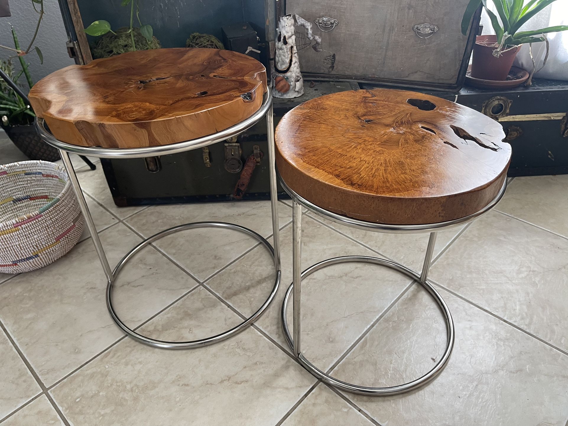 Modern Live Edge Wood End Tables