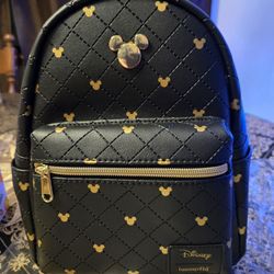 Disney Loungefly - Black And Gold Icon Mickey Mouse Quilted