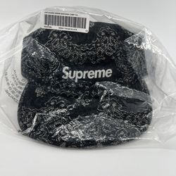 Supreme Black Bandana Paisley Denim Hat 