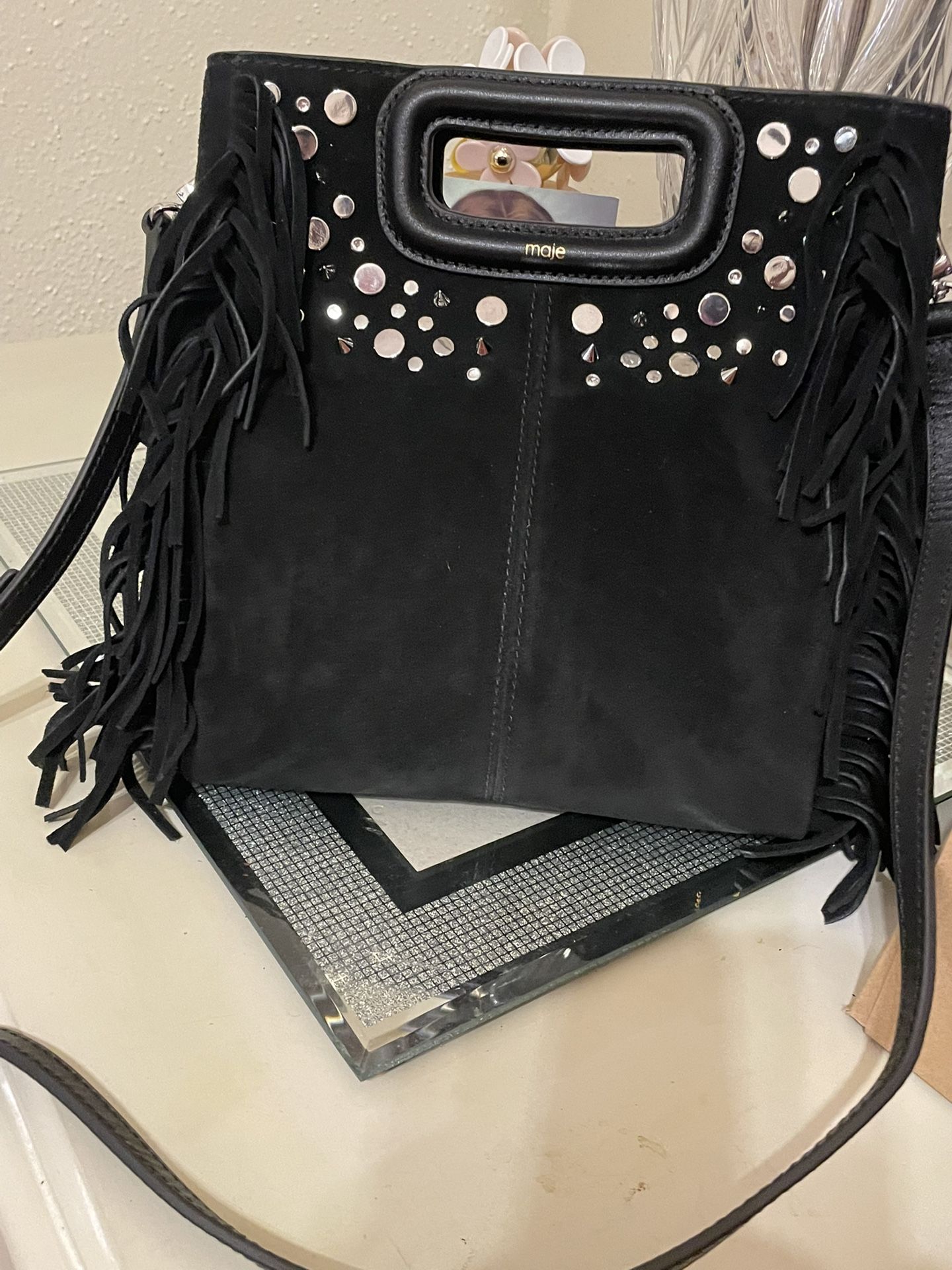 Maja Suede Black Bag