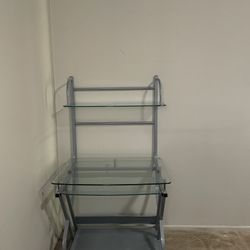 Glass Computer Desk w/ Keyboard Tray