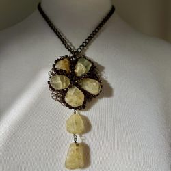 Unique Gorgeous Handmade Genuine Large Citrine Drop Necklaces pendant 14.5” 