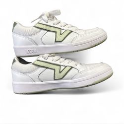 Vans boys 3.5 Girls 5.0Lowland Sport ComfyCush White Light Green Leather Shoes