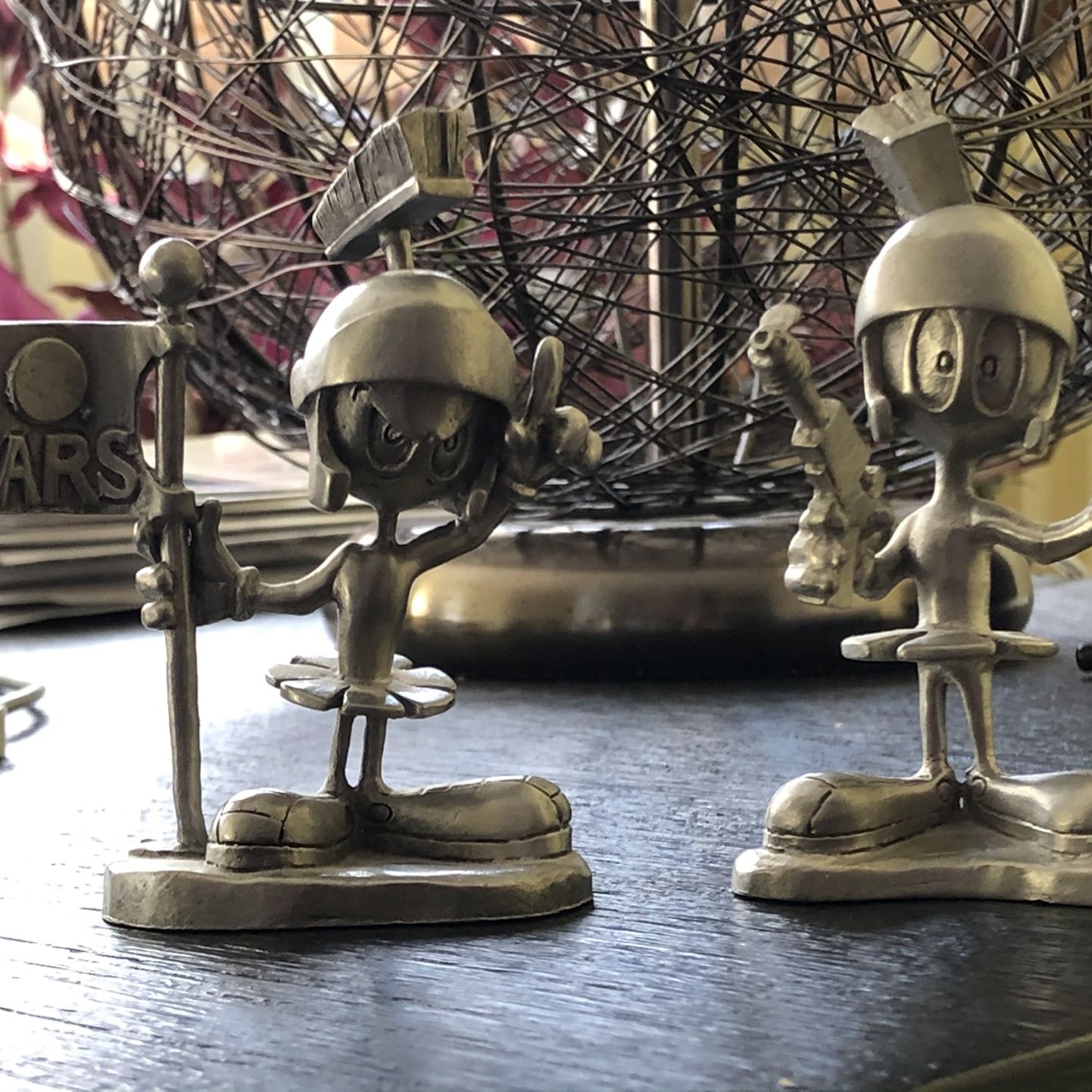 1996 set of 2 WARNER BROS. Marvin The Martian pewter figurines by RAWCLIEFE