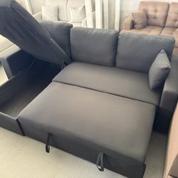 FUTON SOFA BLACK FABRIC 