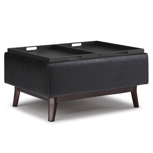 simplihome owen 34 inch coffee table ottoman black