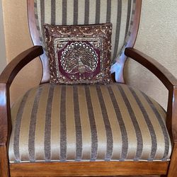 2 Chairs Gold Stripes Solid Accent Chair 