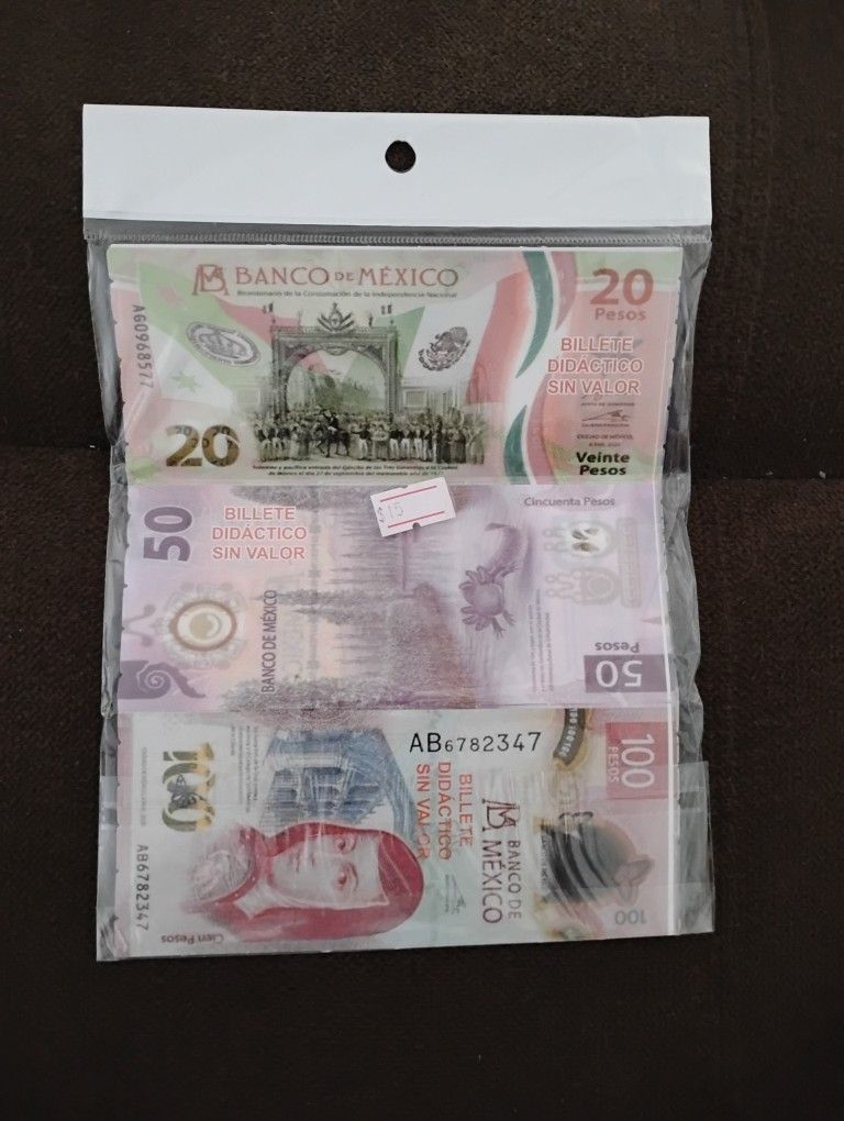 Brand New Didactic Mexican Peso Banknotes For Educational Use 