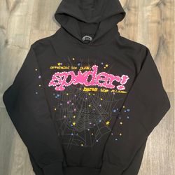 Sp5der Hoodie black pink v2
