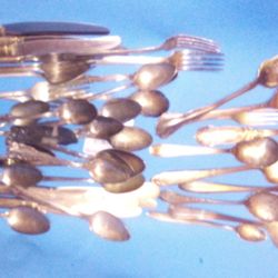 Antique Flatware silverware 42 pieces Sterling Silver Vintage Victorian Spoon Fork  
