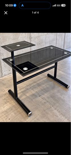 ⭐ Retro Modern Smoked Glass Desk | MCM Style Computer Office Desk