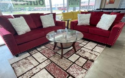 Cinderella Red Sofa & Loveseat