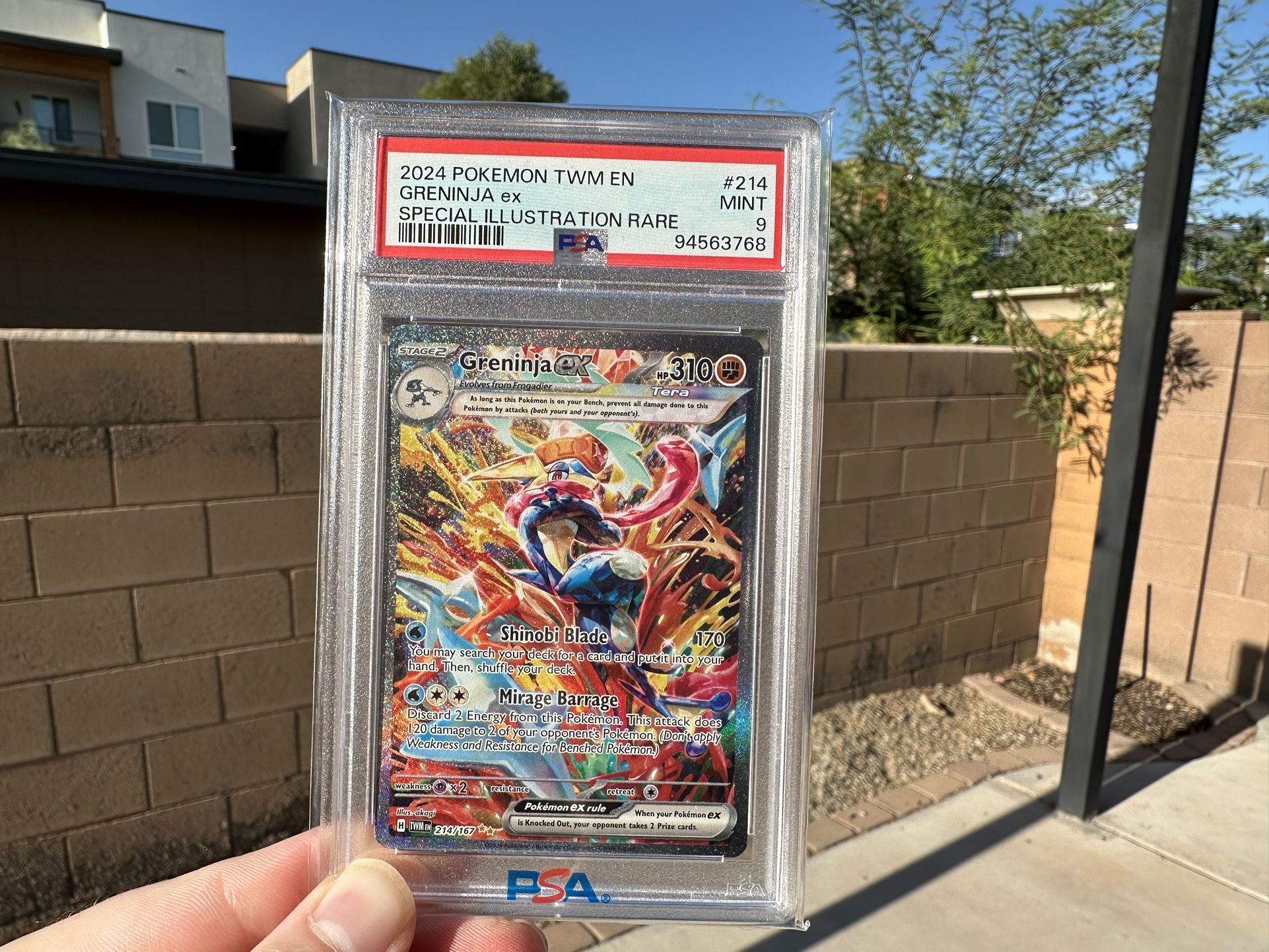 PSA 9 Greninja Ex 214/167 Twilight Masquerade Pokemon