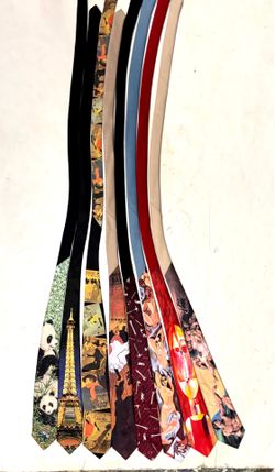 8 Ralph Marlin Polyester Ties - multicolored theme art & nature - length: 58”-62”