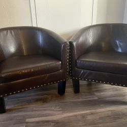 Brown accent chairs