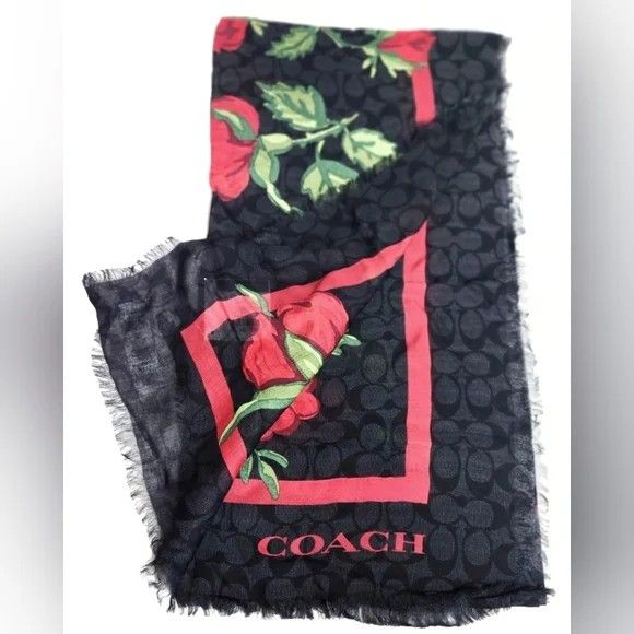 NWT Coach Fairytale Red Rose Scarf