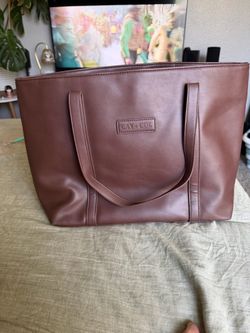 Brown leather tote