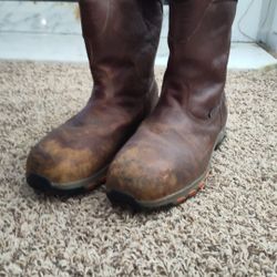 Timberland pro work Wellington boots size 14 w leather brown hunting fishing construction 