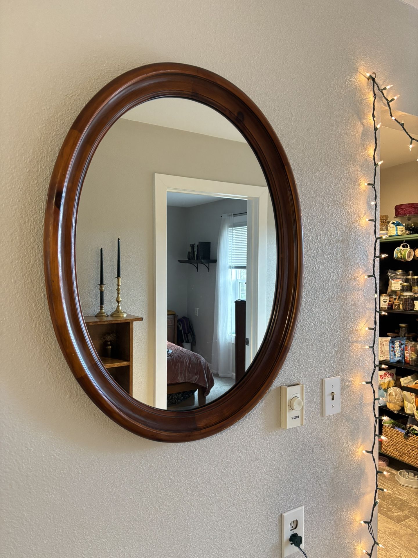 Vintage Cherry Wood Ethan Allen Classic Oval Wall Mirror •FREE DELIVERY•