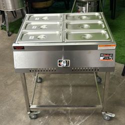 Steam Tabled With 6 Trays/ New With 6 Trays With Hose/ Nuevo Carrito Para Caliente O Frio 