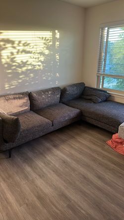 Gray Fabric Sectional Sofa with Chaise