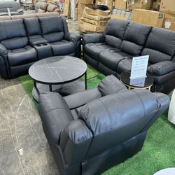 Recliner 3Pcs Living Room Sofa Set (Available in Black or Brown)