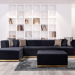 NV Black Double Chaise Sectional - DELIVERY AVAILABLE !